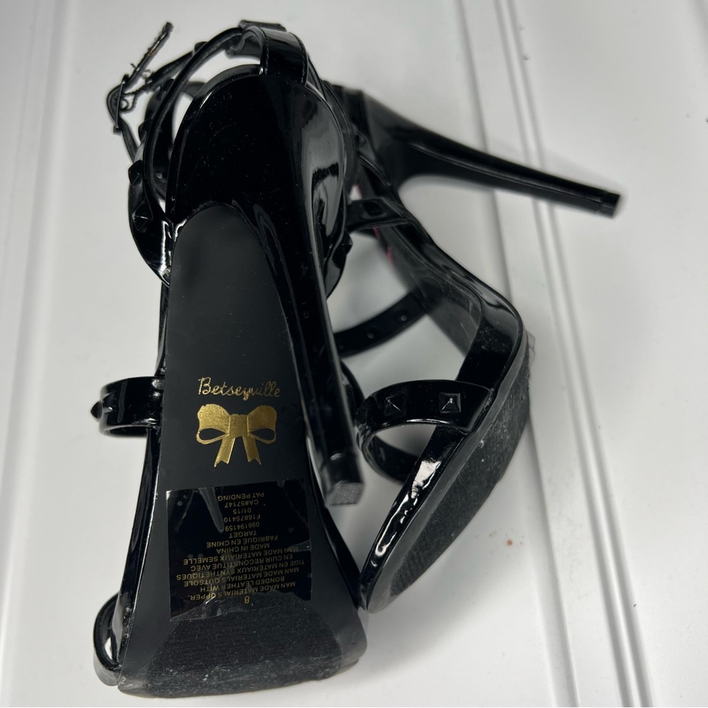Betsey Johnson Betsyville Elegant Black Strappy Heels, Size: 8 - Picture 9 of 9